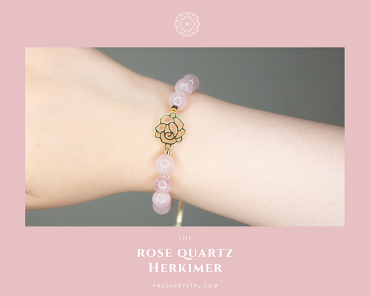 Love Bracelet | Madagascar Rose Quartz | Herkimer Diamond