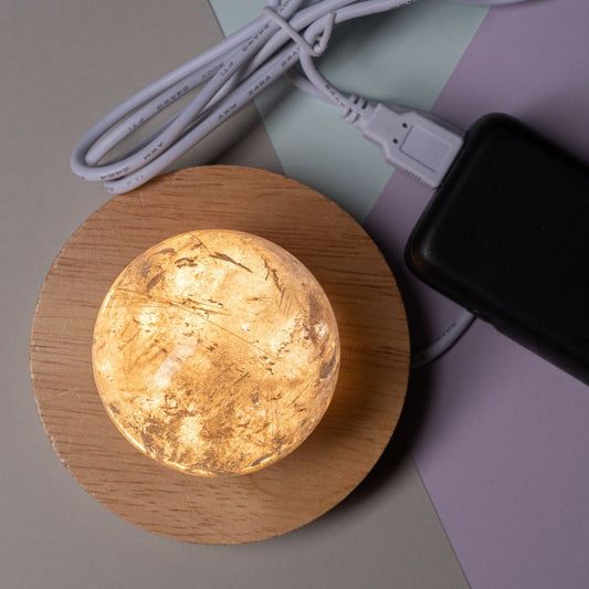 LED Wooden USB Stand | For brighten up the crystal | Crystal is not included