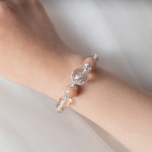 Trust Yourself  Bracelet | Peach MoonStone | Rose Quartz | Clear Quartz