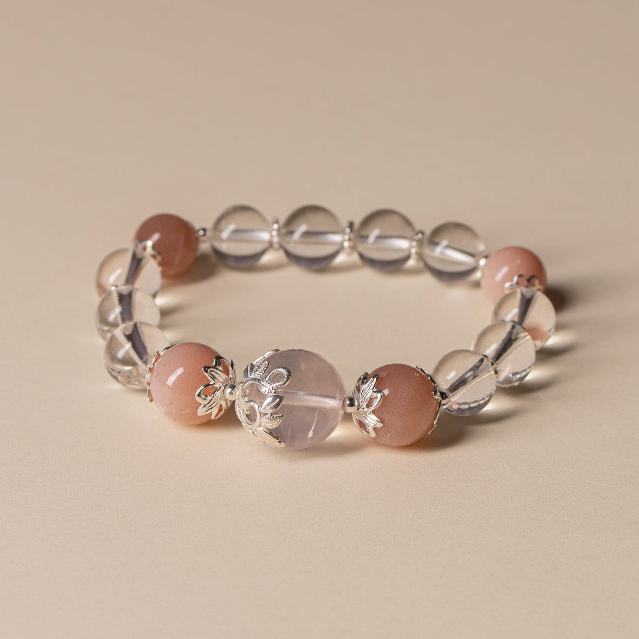 Trust Yourself  Bracelet | Peach MoonStone | Rose Quartz | Clear Quartz