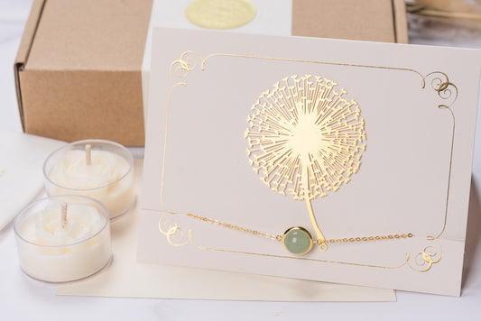Inner peace Gift Set | Bookmark + Bracelet 2 in 1 | Concatenate Candle | Aventurine