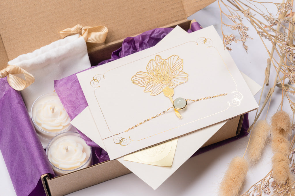 Stress Relief Gift Set | Bookmark + Bracelet 2 in 1 | Concatenate Candle | Aquamarine