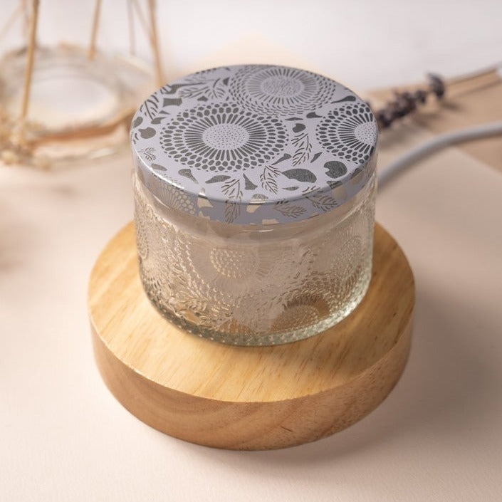 Aroma Crystal Stone Lamp | Clear Quartz | Wooden LED USB Stand Included